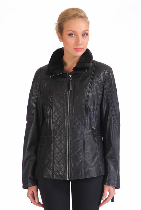 Женская кожаная куртка из натуральной кожи с воротником, отделка искусственный мех 0900928