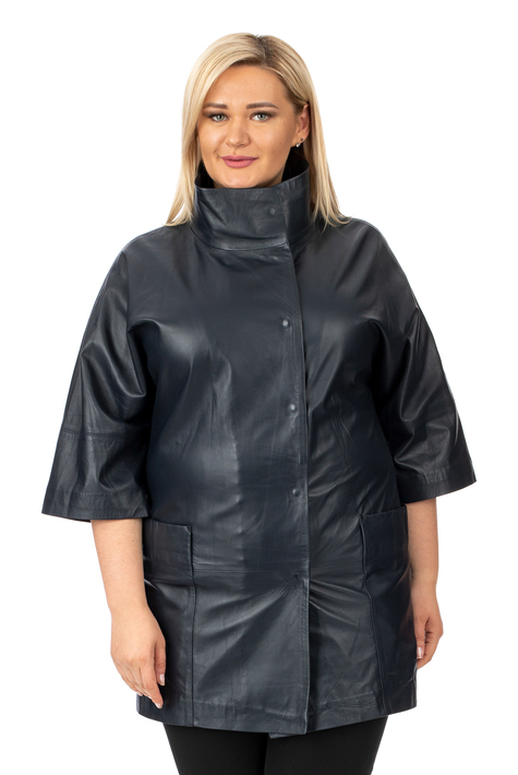 Женское кожаное пальто из натуральной кожи с воротником 0902491