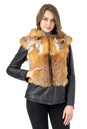 Женская кожаная куртка из натуральной кожи с капюшоном, отделка лиса 0902505