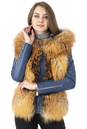 Женская кожаная куртка из натуральной кожи с капюшоном, отделка лиса 0902522