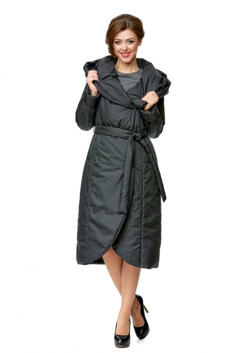 Женское пальто из текстиля с капюшоном 8001954
