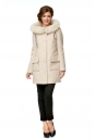 Женское пальто из текстиля с капюшоном, отделка песец 8002064