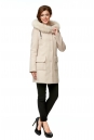 Женское пальто из текстиля с капюшоном, отделка песец 8002064-2