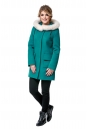 Женское пальто из текстиля с капюшоном, отделка песец 8002333-2