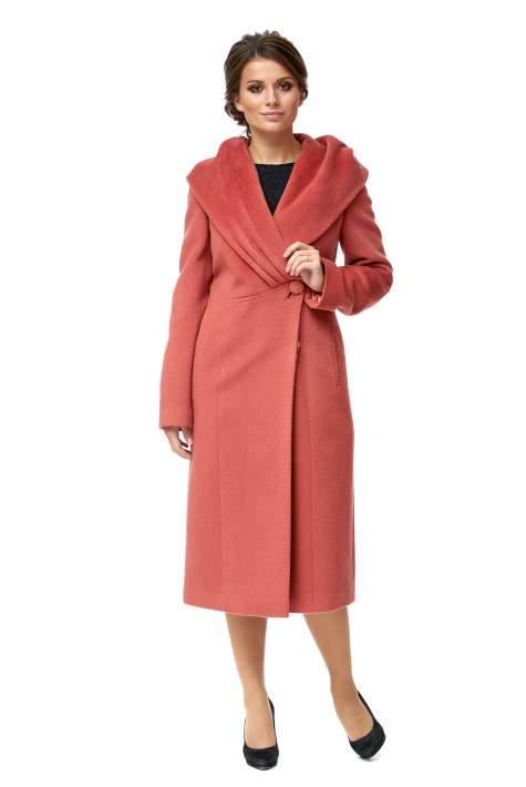 Женское пальто из текстиля с капюшоном 8002378