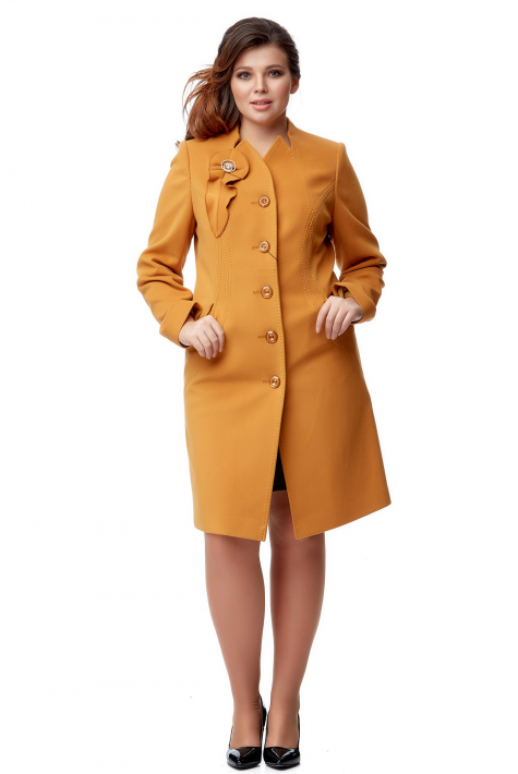 Женское пальто из текстиля без воротника 8002558