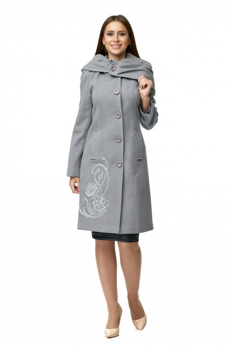 Женское пальто из текстиля с капюшоном 8002718