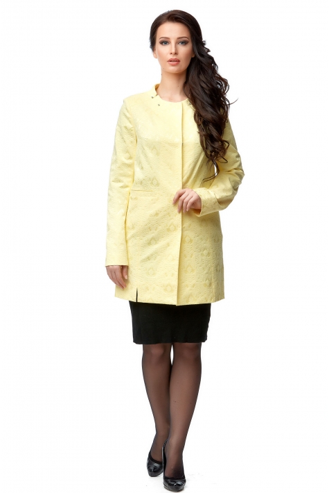 Женское пальто из текстиля без воротника 8003146