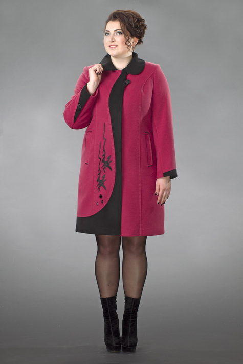 Женское пальто из текстиля с воротником 8005491