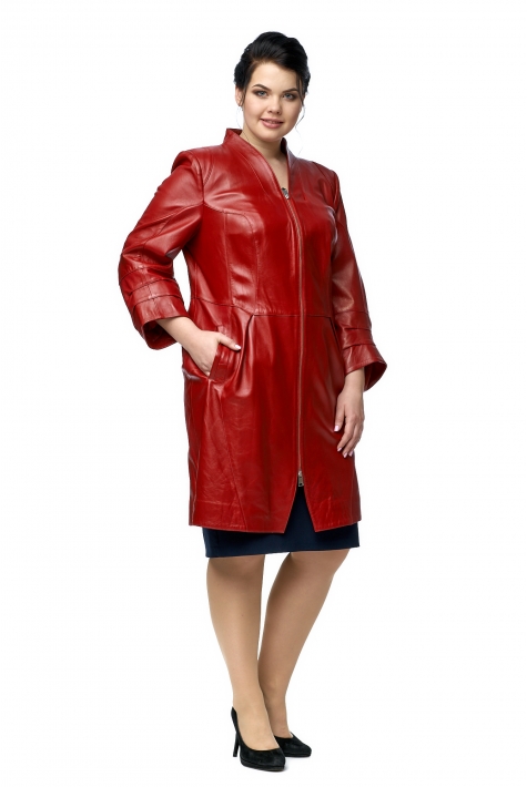 Женское кожаное пальто из натуральной кожи с воротником 8005984