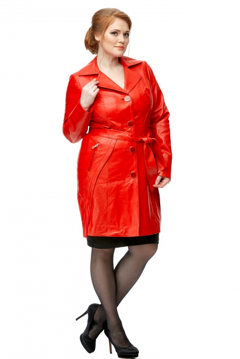 Женское кожаное пальто из натуральной кожи с воротником 8006045