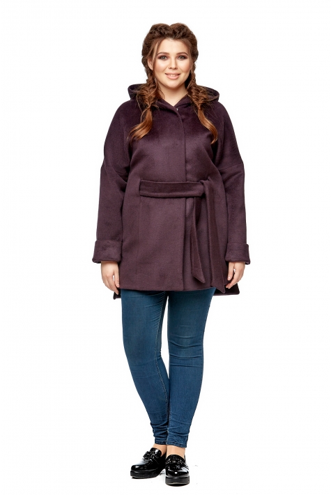 Женское пальто из текстиля с капюшоном 8008171