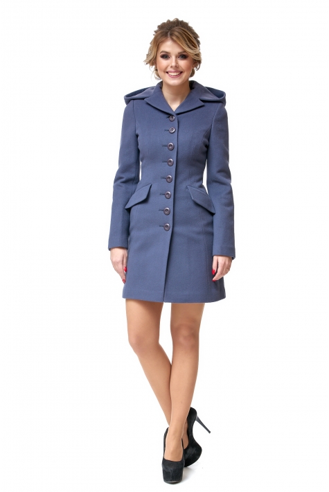 Женское пальто из текстиля с капюшоном 8008495