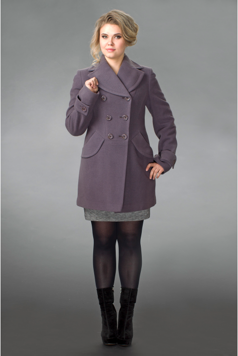 Женское пальто из текстиля с воротником 8008908