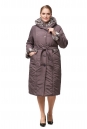 Женское пальто из текстиля с капюшоном, отделка искусственный мех 8012382