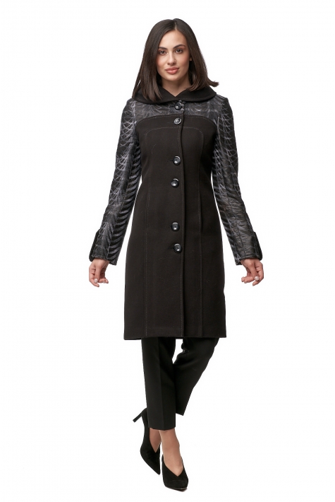Женское пальто из текстиля с капюшоном 8012498