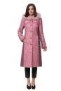 Женское пальто из текстиля с капюшоном, отделка песец 8012612