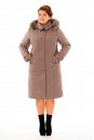 Женское пальто из текстиля с капюшоном, отделка песец 8012631