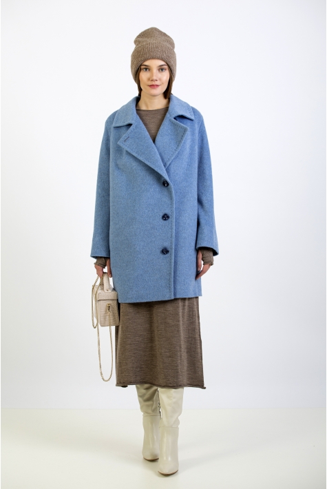 Женское пальто из текстиля с воротником 8015376