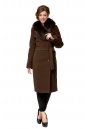 Женское пальто из текстиля с воротником, отделка песец 8015897