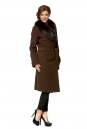 Женское пальто из текстиля с воротником, отделка песец 8015897-2