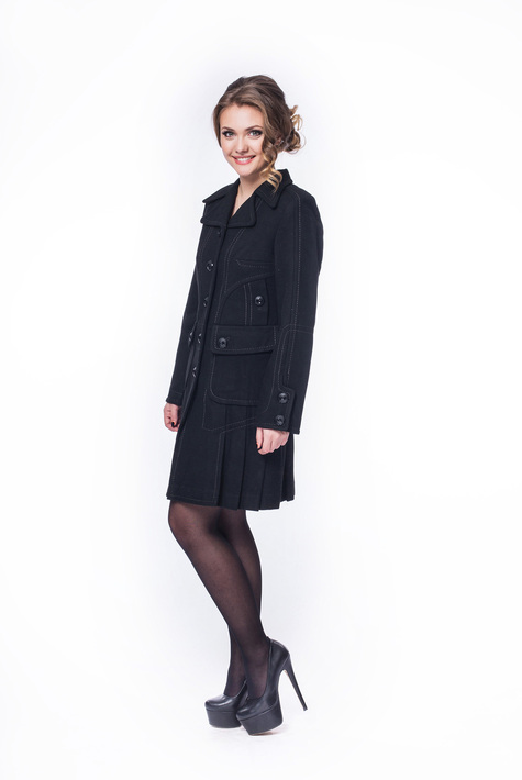 Женское пальто из текстиля с воротником 8015909