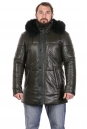 Мужская кожаная куртка из натуральной кожи на меху с капюшоном, отделка енот 8022843-8