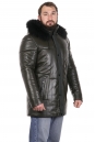Мужская кожаная куртка из натуральной кожи на меху с капюшоном, отделка енот 8022843-9