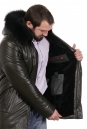 Мужская кожаная куртка из натуральной кожи на меху с капюшоном, отделка енот 8022843-13