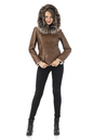 Женская кожаная куртка из натуральной кожи на меху с капюшоном, отделка лиса 3600262-2