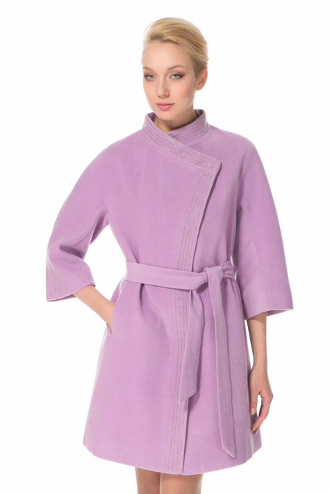 Женское пальто из текстиля с воротником 3000002