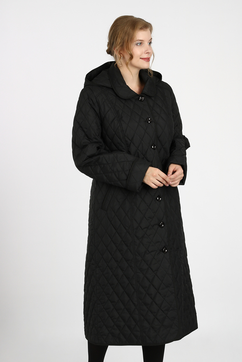 Женское пальто из текстиля с капюшоном 1000930
