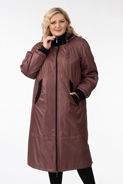 Женское пальто из текстиля с капюшоном 1001257