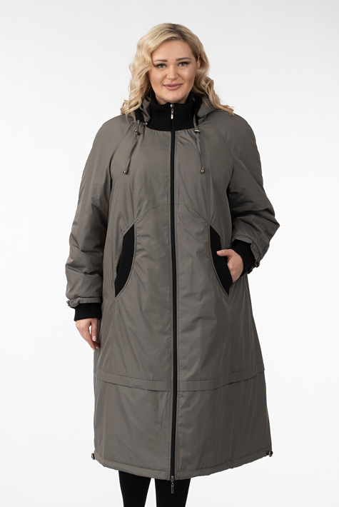 Женское пальто из текстиля с капюшоном 1001273