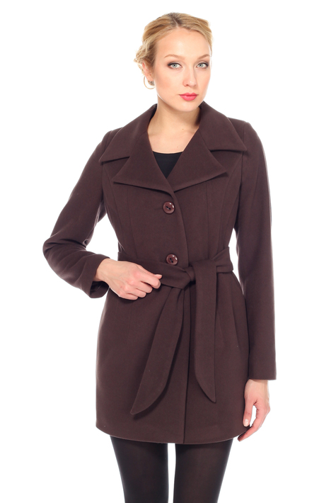 Женское пальто из текстиля с воротником 3000180
