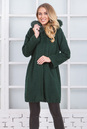 Женское пальто из текстиля с капюшоном, отделка песец 3000547