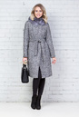 Женское пальто из текстиля с воротником, отделка чернобурка 3000559