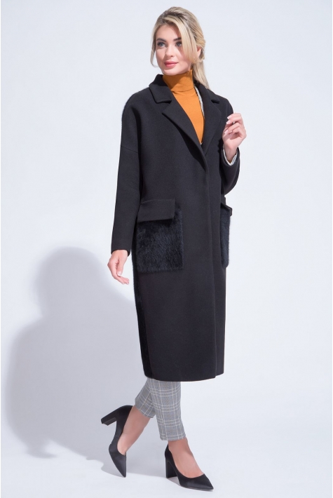 Женское пальто из текстиля с воротником 3000774