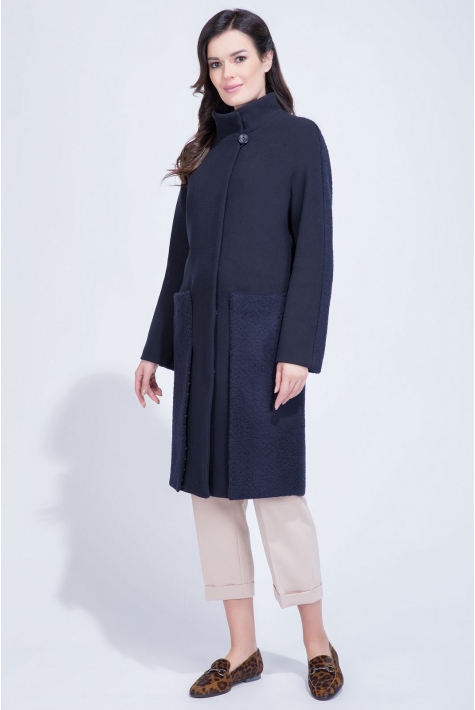 Женское пальто из текстиля с воротником 3000775
