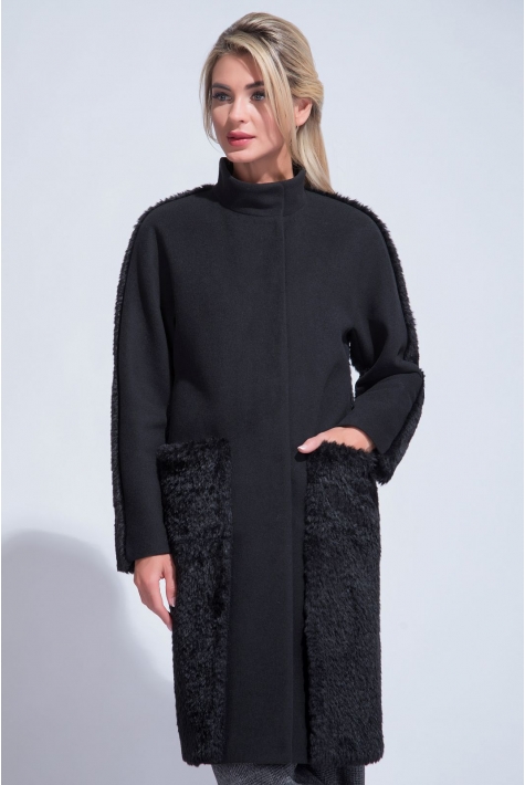 Женское пальто из текстиля с воротником 3000779