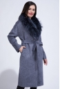 Женское пальто из текстиля с воротником, отделка енот 3000835