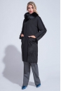 Женское пальто из текстиля с воротником, отделка песец 3000850