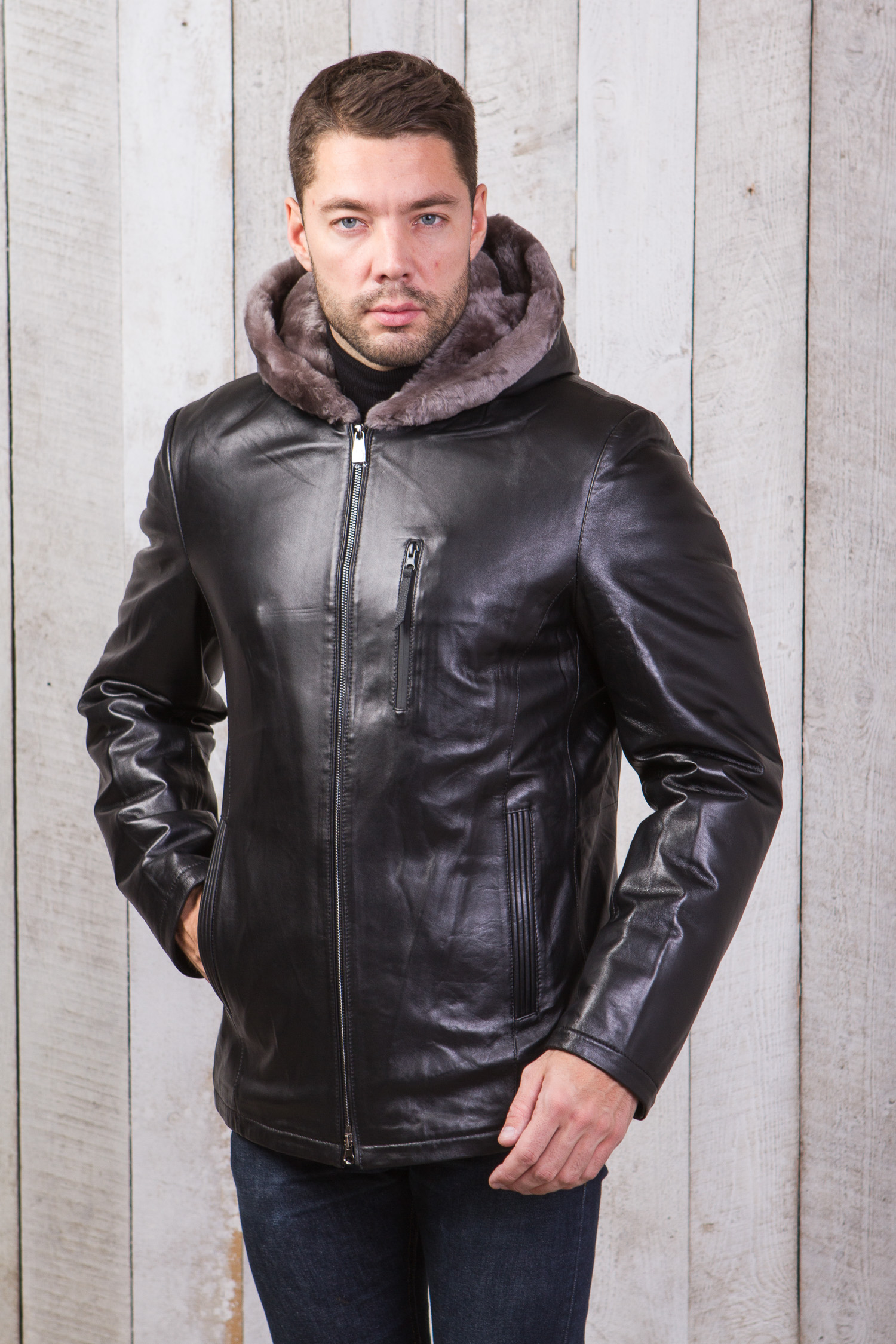 Турецкая зимняя кожаная мужская куртка Canmore